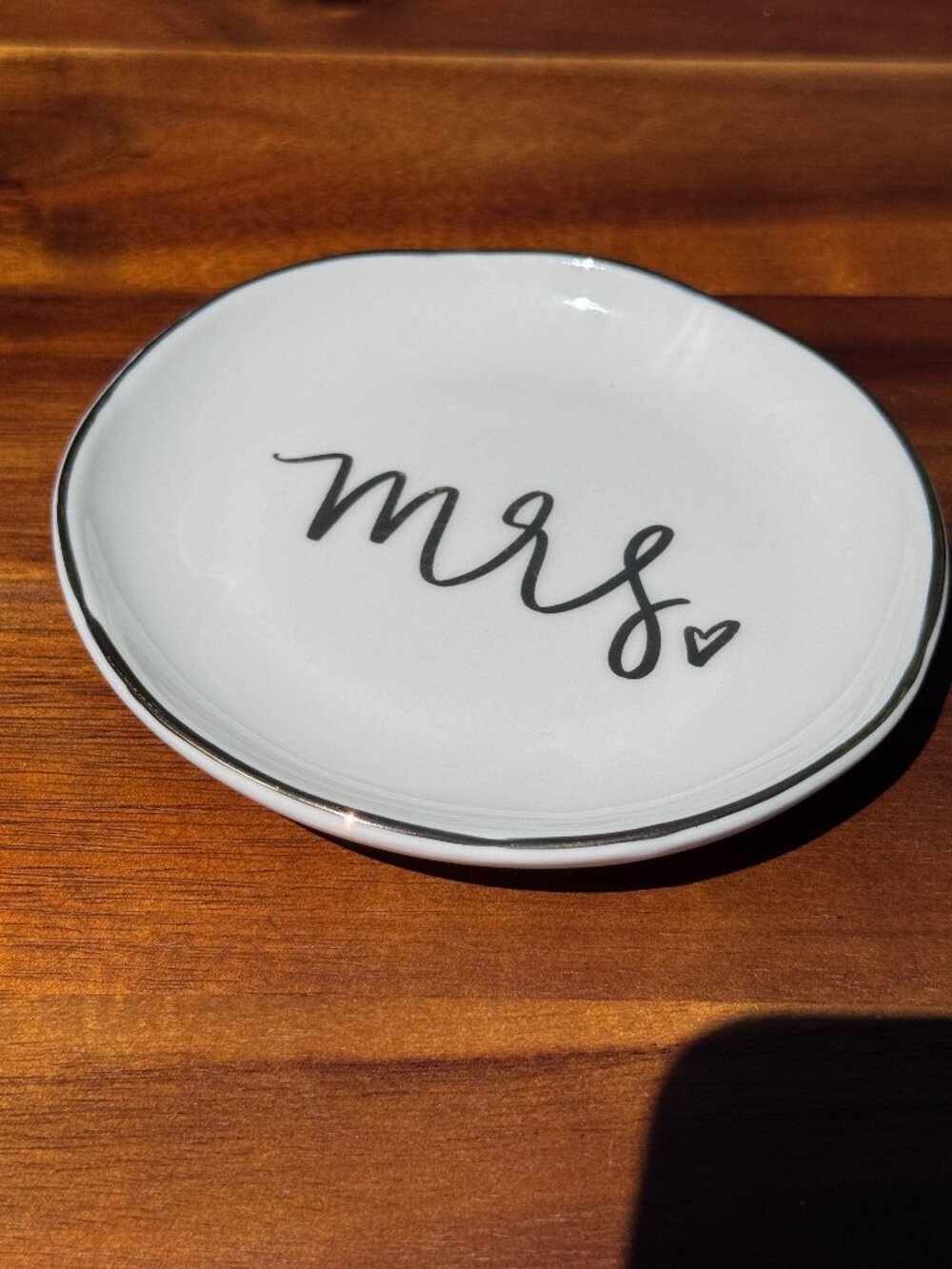 Mrs. White & Gold Ceramic Trinket Dish by Sweet Water Decor, Wedding Ring Holder